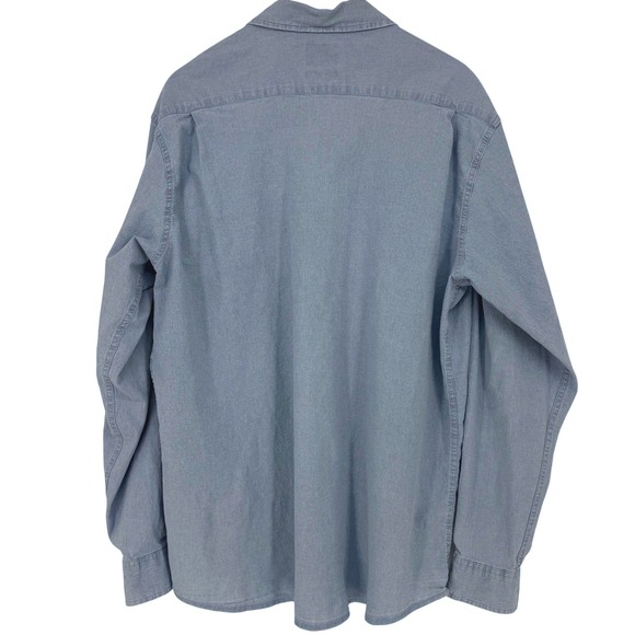Wrangler Mens Premium Comfort Flex Long Sleeve Button Down Shirt Blue 2XT HLB2K - Picture 3 of 9